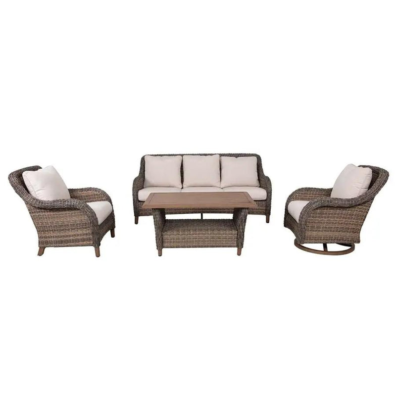 Mitchell 4-Piece Wicker Sofa Set with Swivel Rocking Chairs by Outdoor-USA®