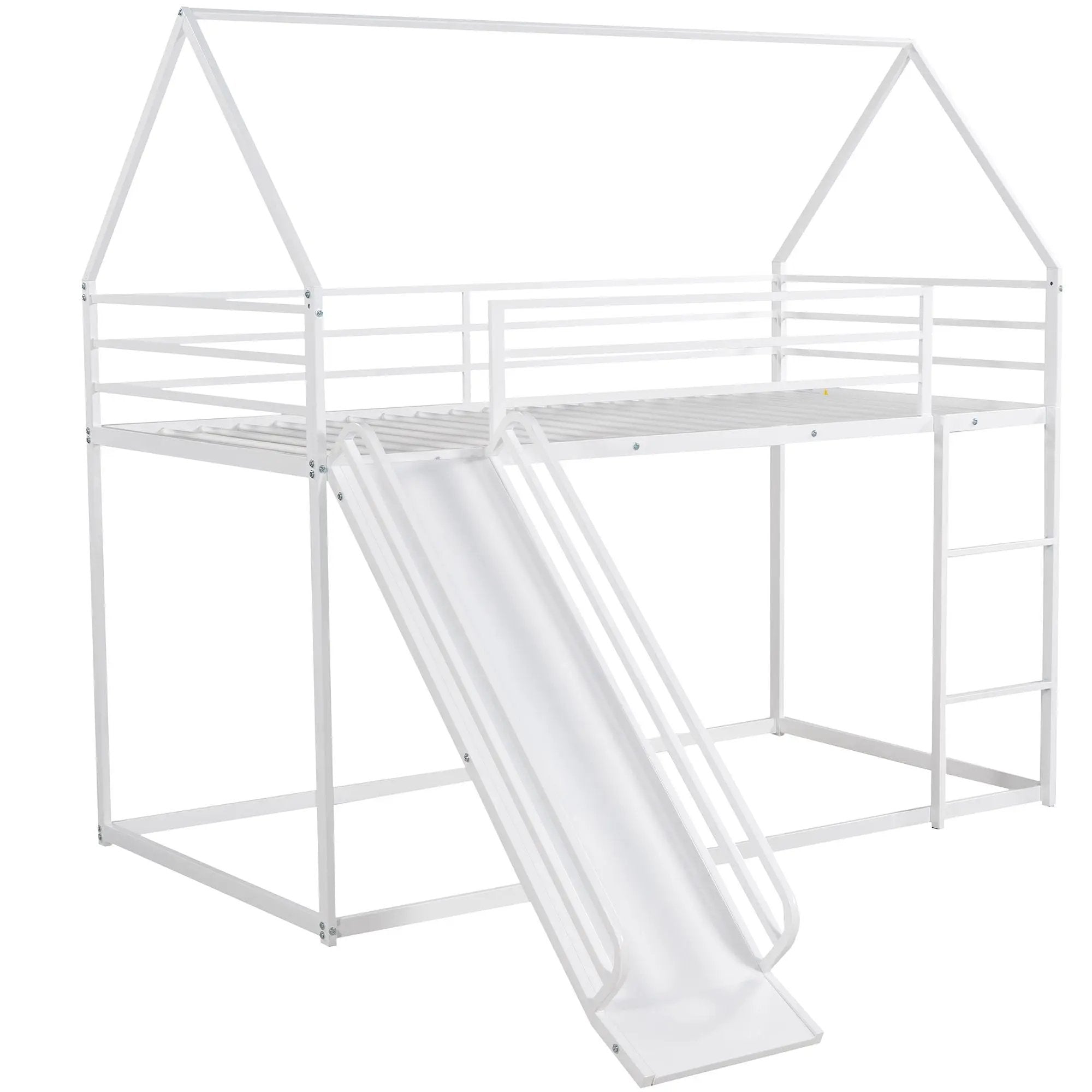 Twin Over Twin House Bunk Bed With Ladder And Slide by HouseOfZazla