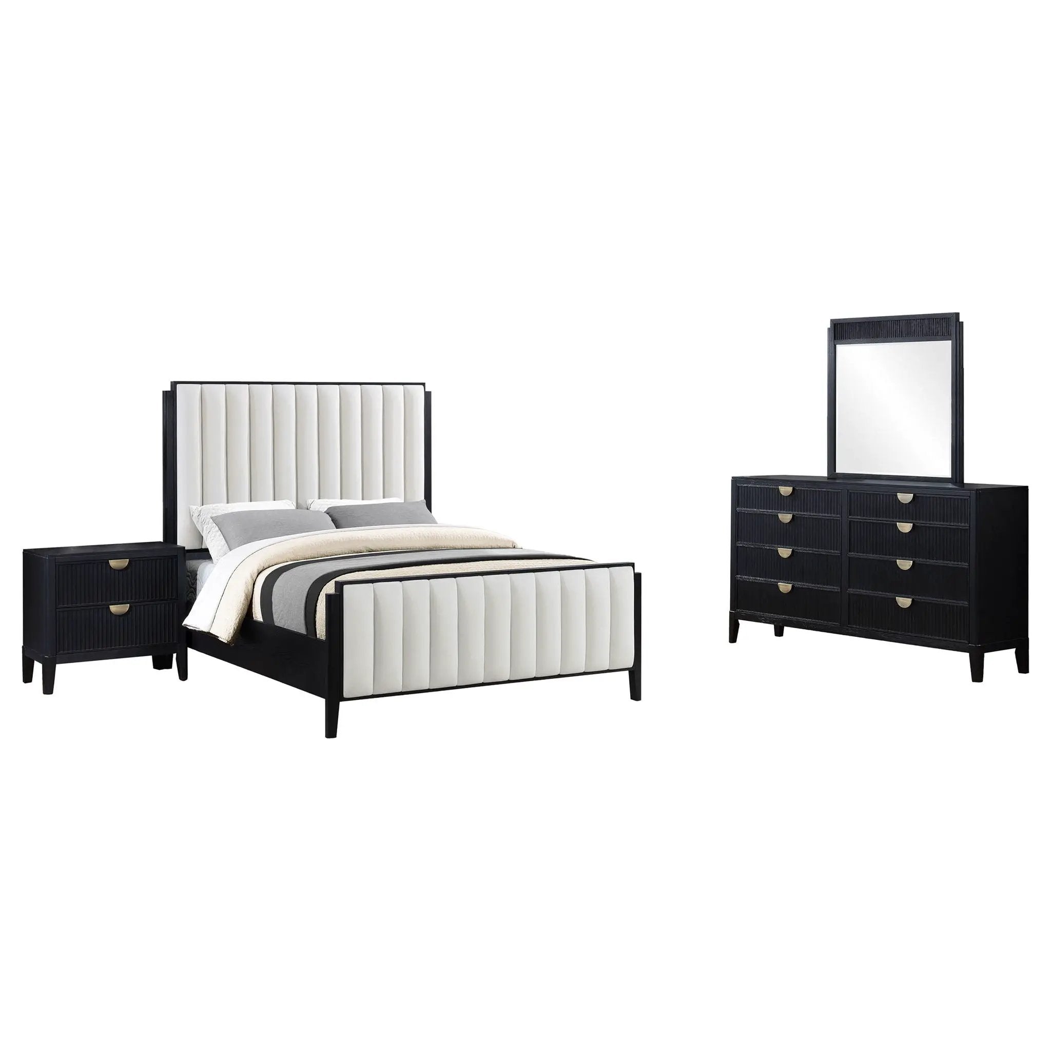Brookmead 4-piece Upholstered Cal King Bedroom Set Black by Unique Piece Furniture