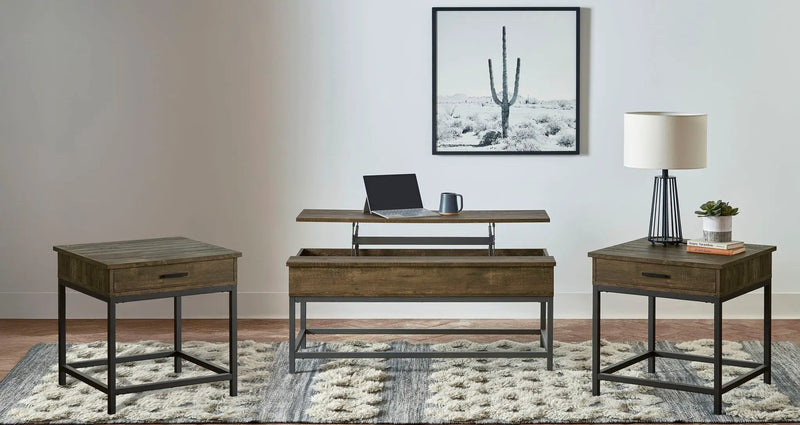 Byers 3-piece Lift Top Coffee and End Table Set Brown Oak by Unique Piece Furniture