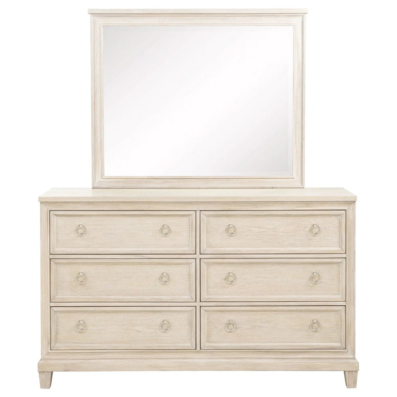 Pembroke 6-drawer Bedroom Dresser with Mirror Washed Oak by Unique Piece Furniture