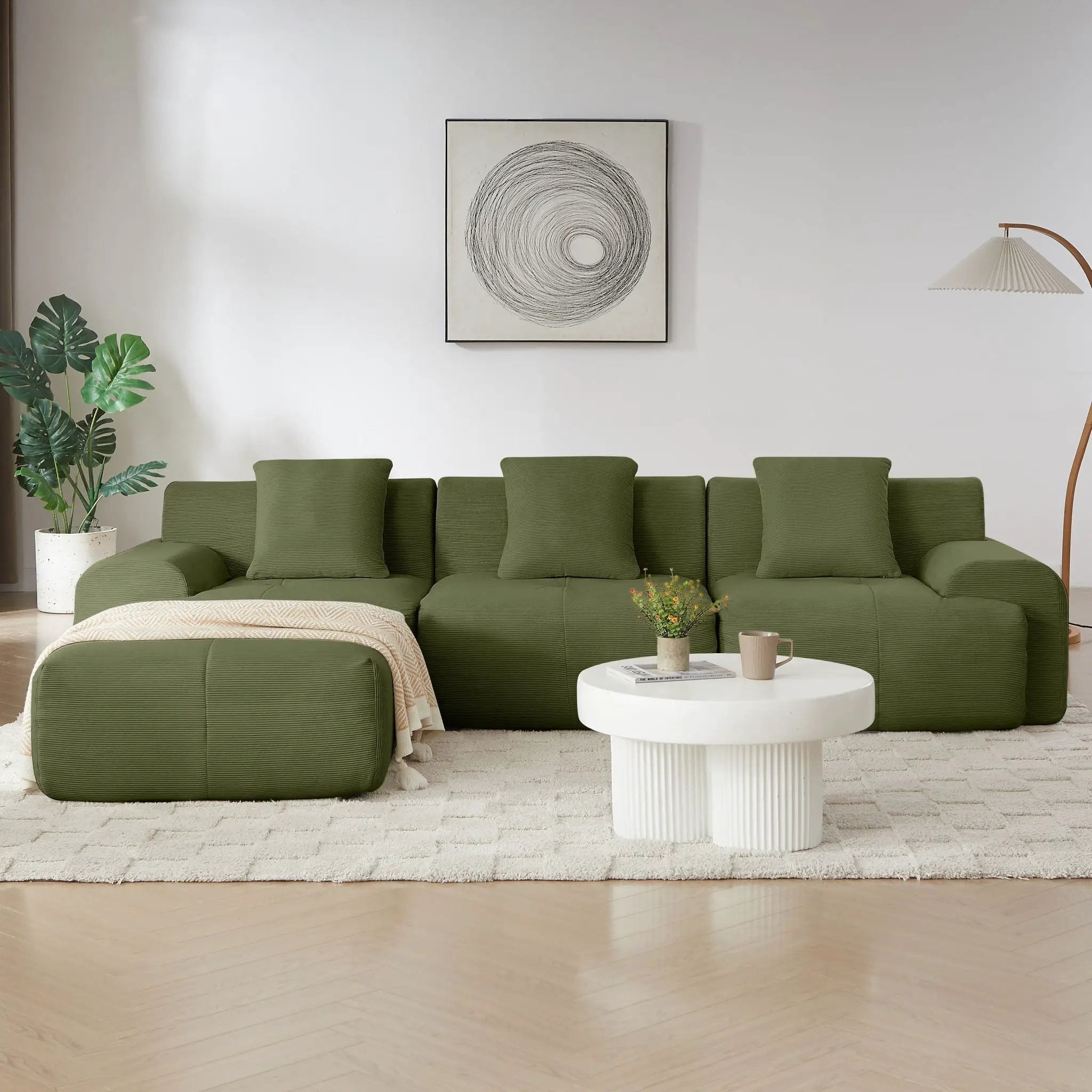 L Shaped Modular Sectional Sofa And Movable Ottoman by Unique Piece Furniture