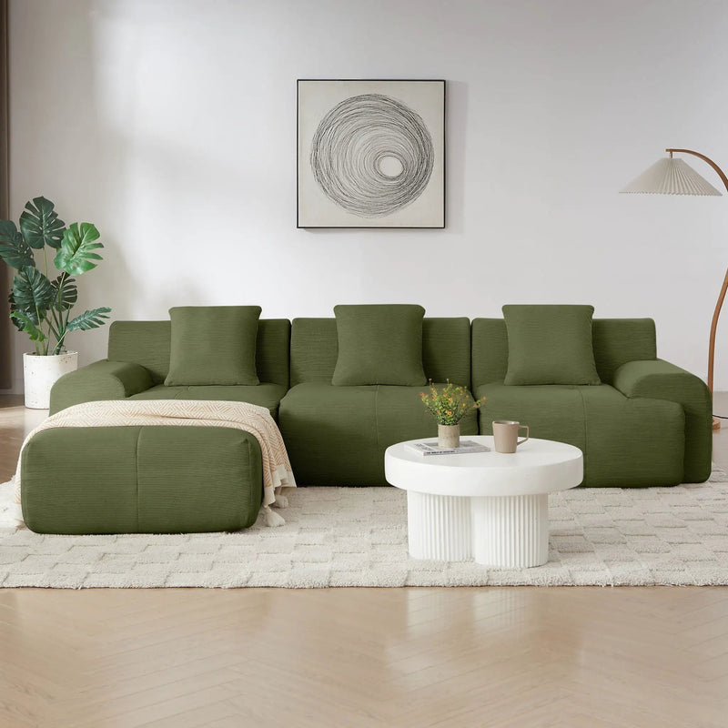 L Shaped Modular Sectional Sofa And Movable Ottoman by Unique Piece Furniture