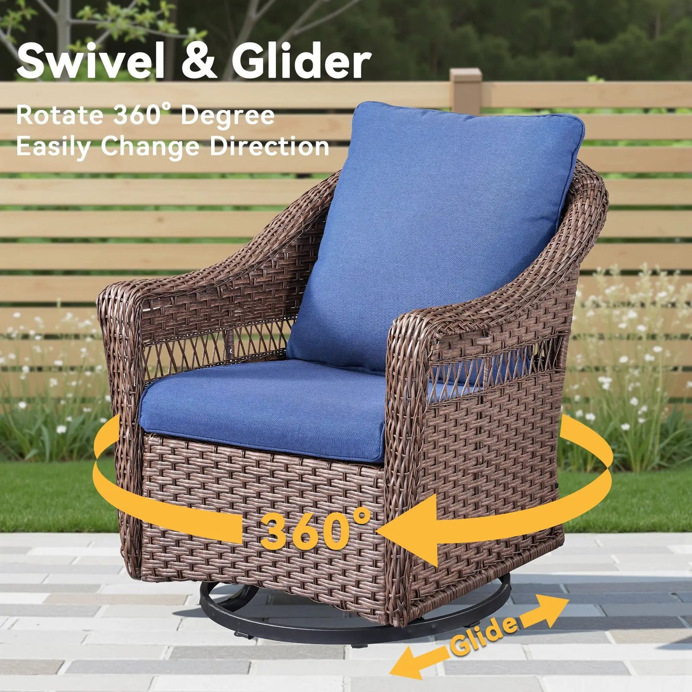 Outdoor Swivel Rocking Wicker Chairs Set of 2 by HouseOfZazla
