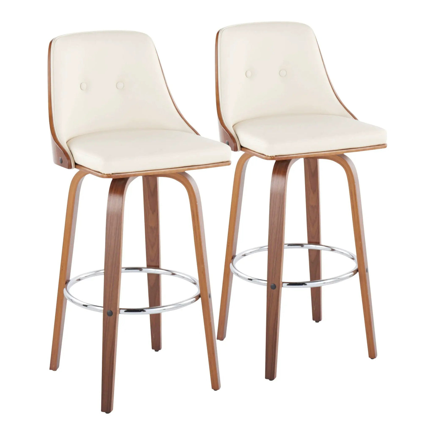 Gianna - Mid Century Modern Fixed Height Barstool With Swivel With Round Footrest (Set of 2) by HouseOfZazla