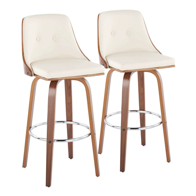 Gianna - Mid Century Modern Fixed Height Barstool With Swivel With Round Footrest (Set of 2) by HouseOfZazla