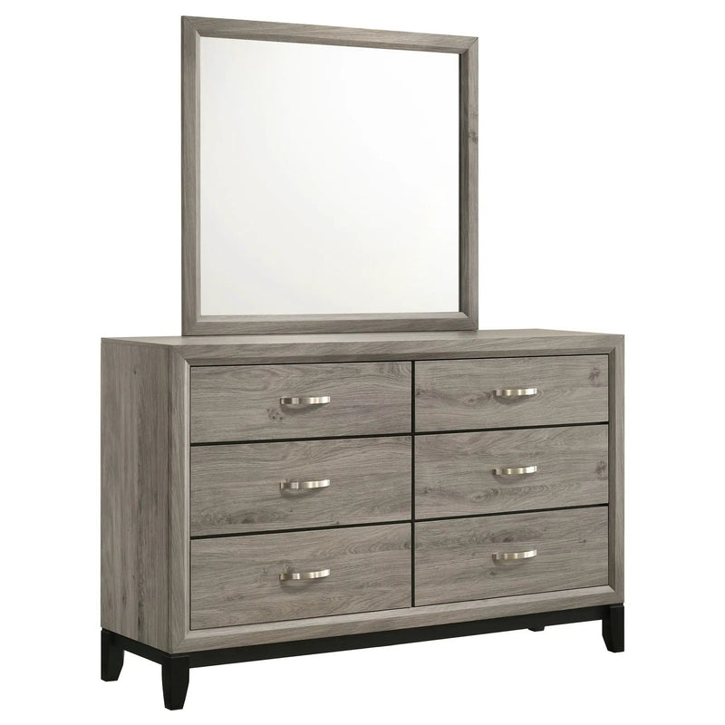 Watson 6-drawer Bedroom Dresser and Mirror Light Taupe by Unique Piece Furniture