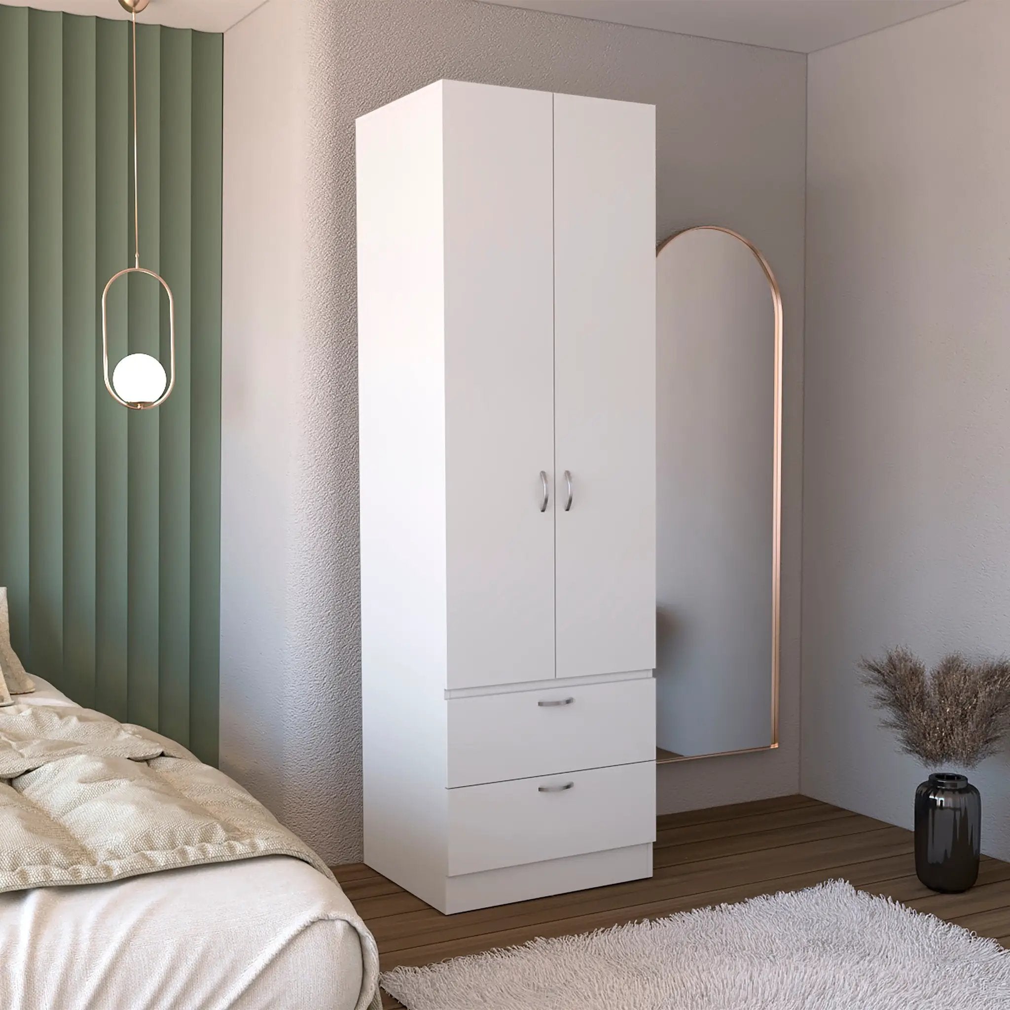 Armoire Wardrobe 76" H, Hanging Rod, 2 Drawers, 1 Shelf by HouseOfZazla
