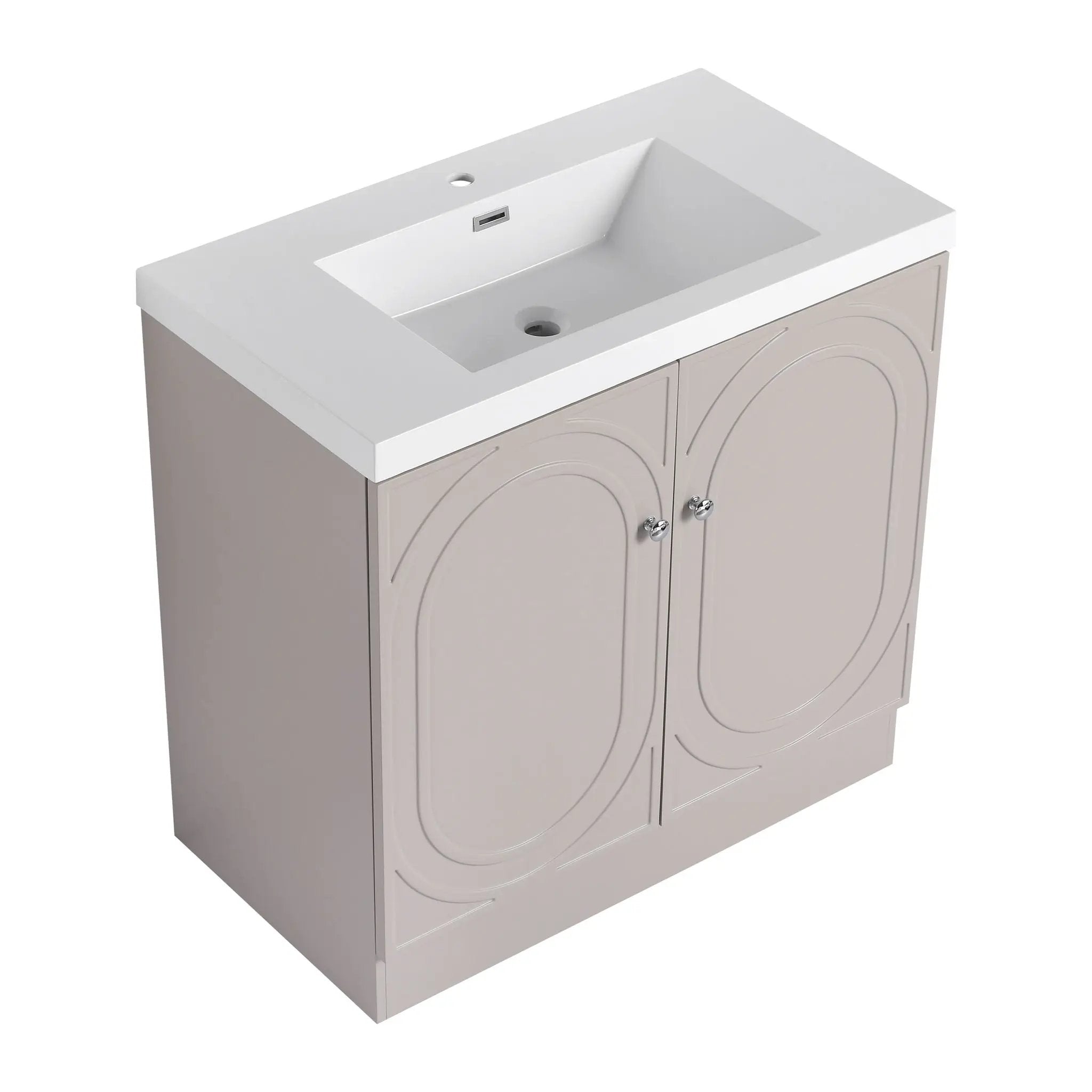 Contemporary Freestanding Bathroom Vanity With Resin Sink & Soft-Close Cabinet Doors by HouseOfZazla
