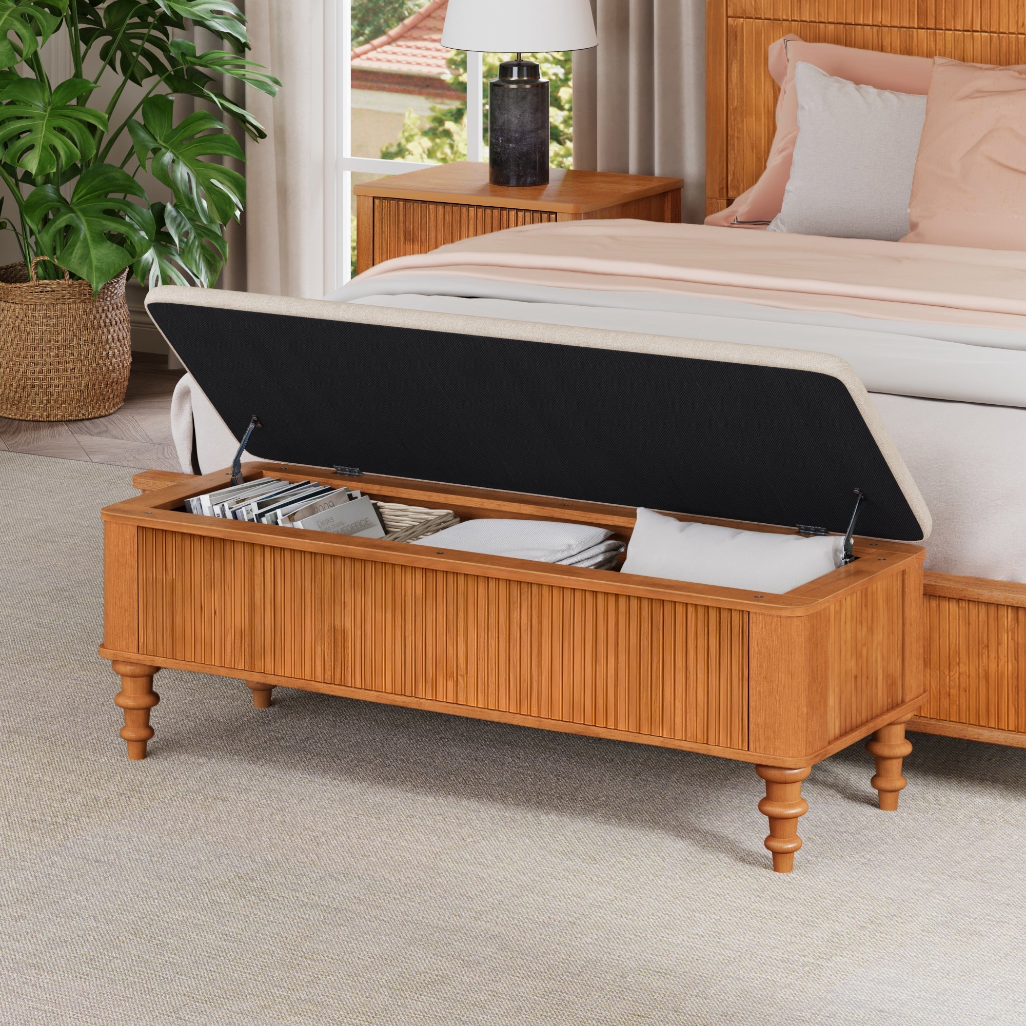 50.8-Inch Multi-Functional Storage Ottoman Bench by HouseOfZazla