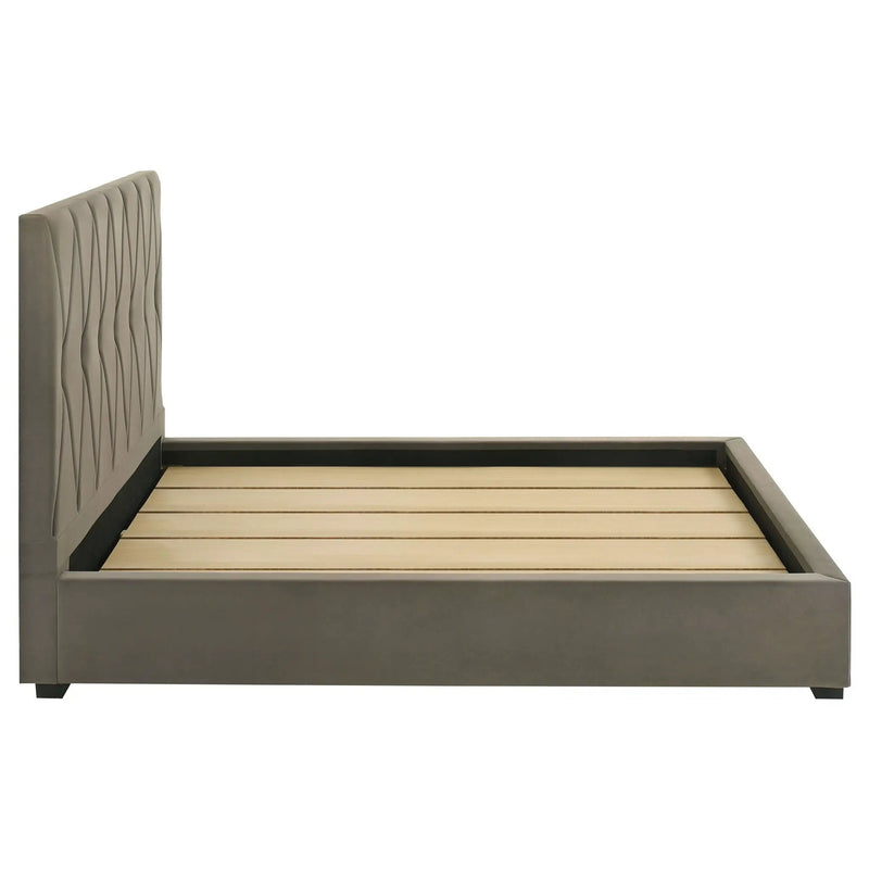 Delsea Upholstered Queen Panel Platform Bed Light Brown by Unique Piece Furniture