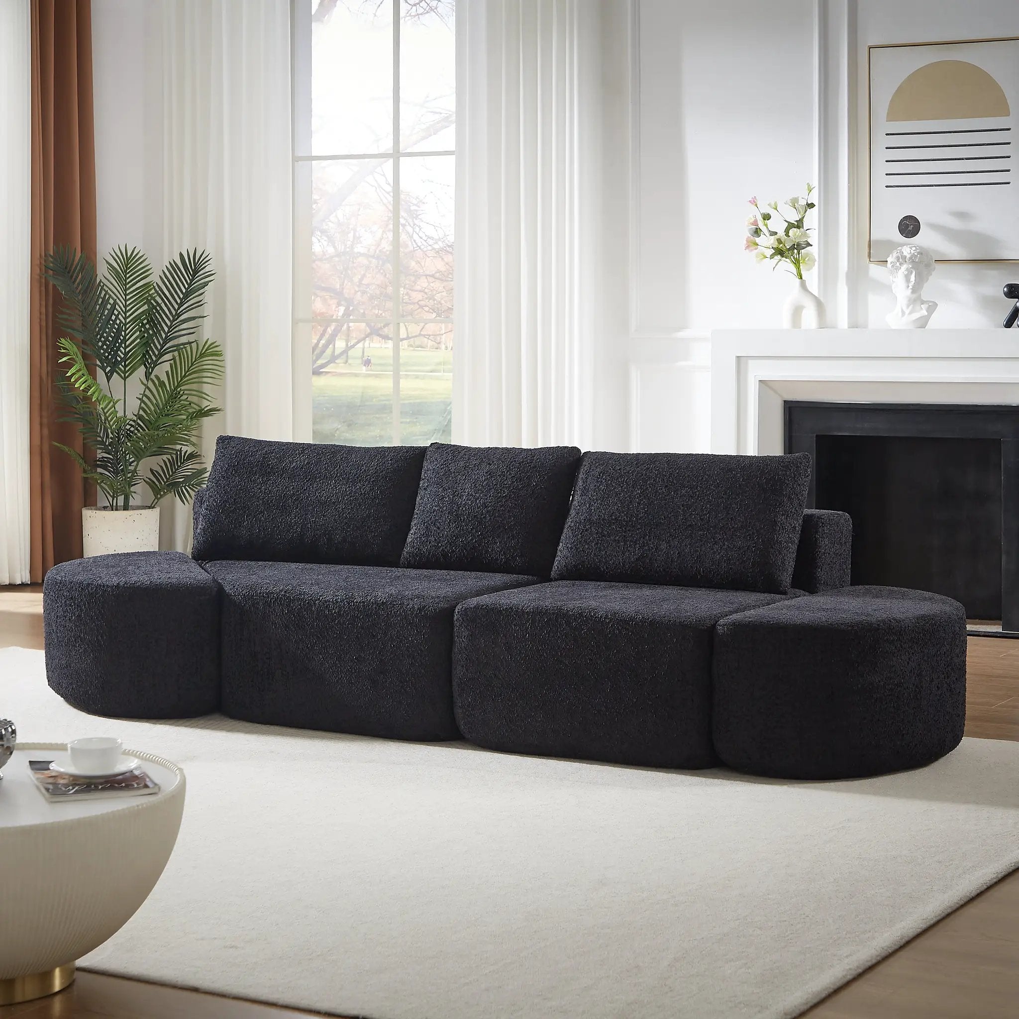 106.3-Inch V-Shaped Modular Sofa Set in Chenille Fabric by HouseOfZazla