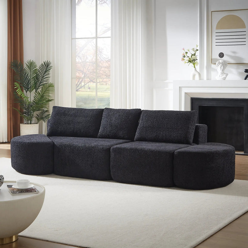 106.3-Inch V-Shaped Modular Sofa Set in Chenille Fabric by HouseOfZazla