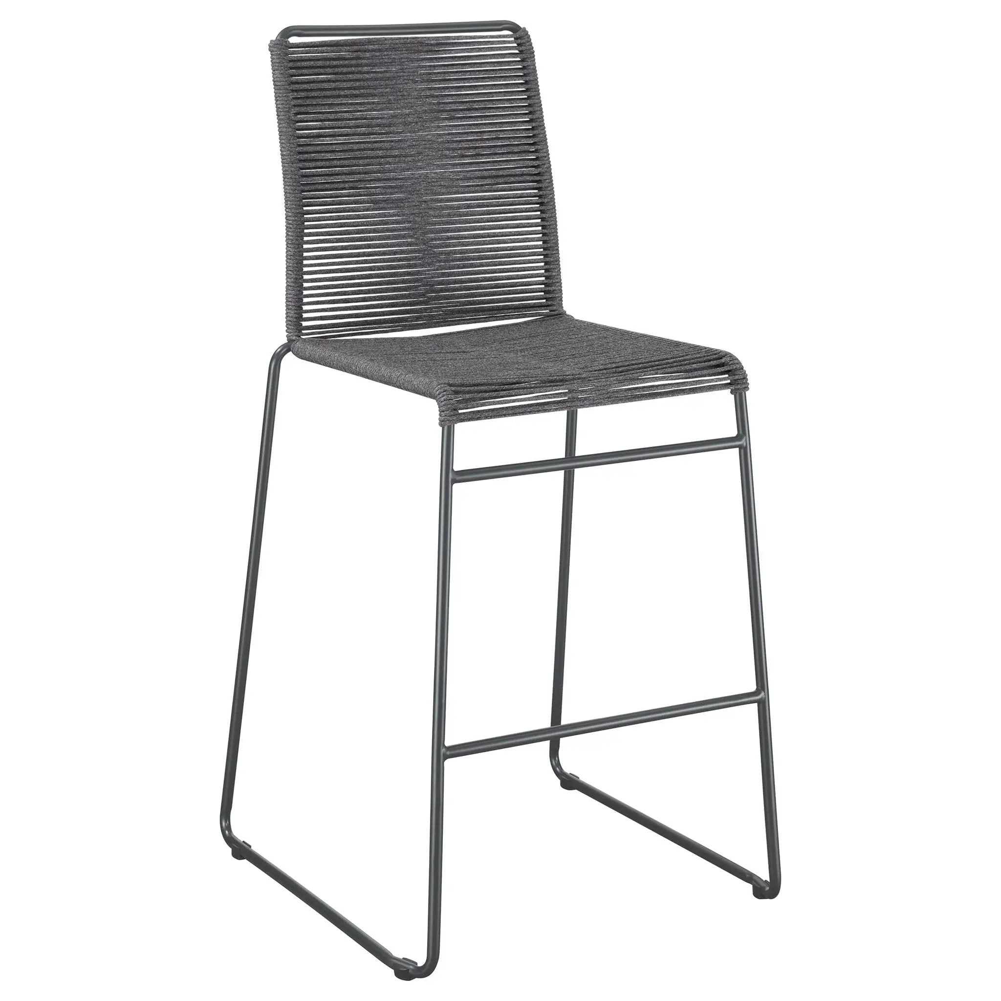 Jerome Woven Rope Metal Bar Chair Charcoal (Set of 2) by Unique Piece Furniture