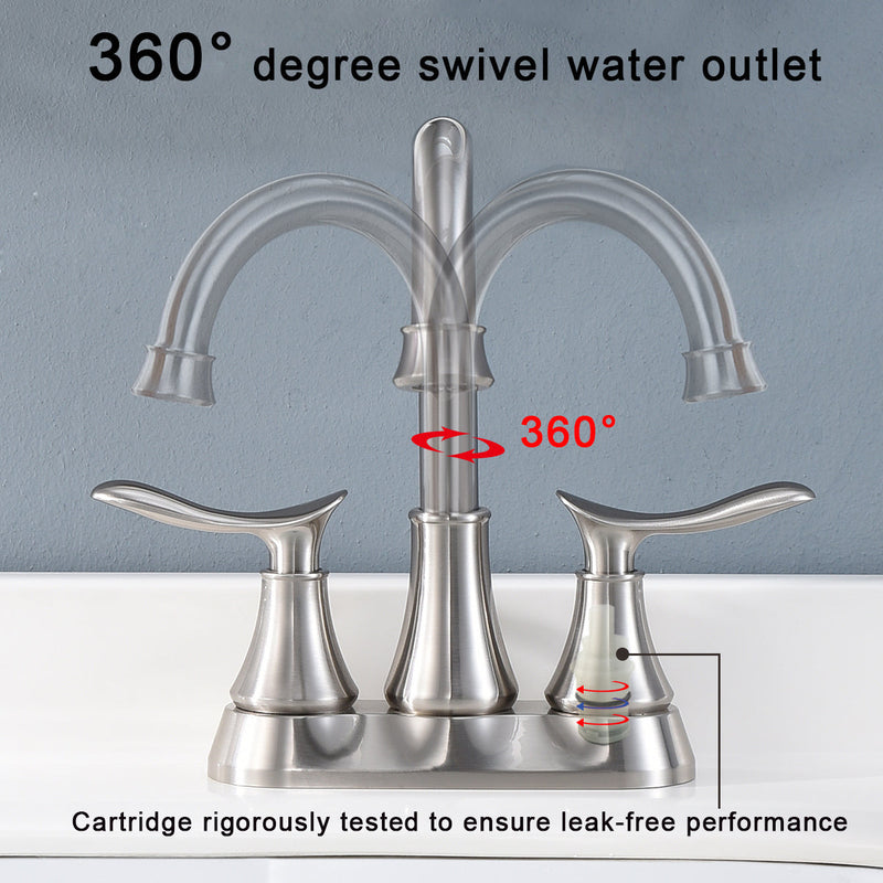 2-Handle 4-Inch Brushed Nickel Bathroom Faucet with Pop-Up Drain by HouseOfZazla