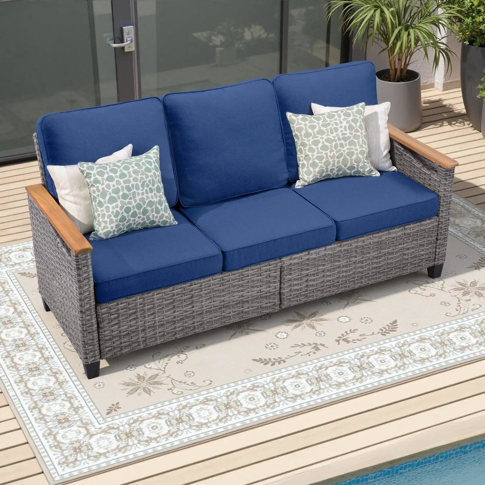 69.7" Wide Outdoor Wicker Patio Sofa by HouseOfZazla