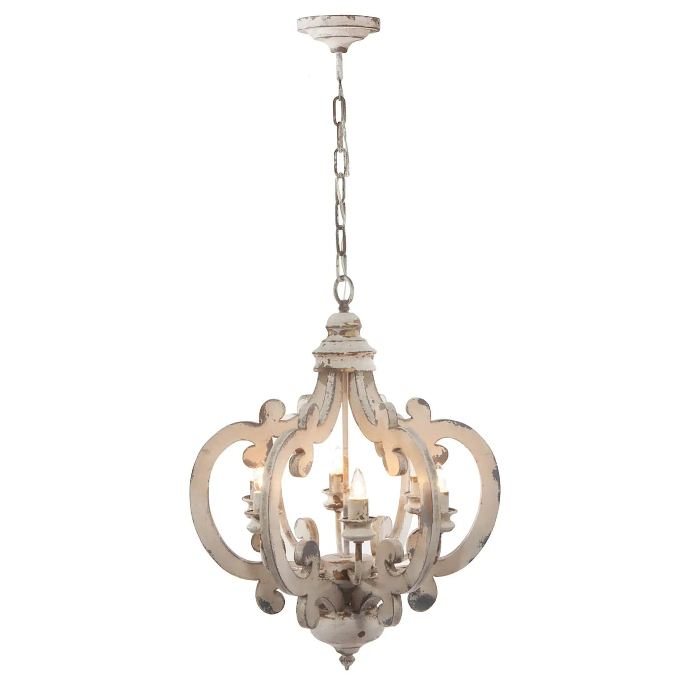 Farmhouse Chandelier, 6 Light Wood Chandelier Pendant Light Fixture With Adjustable Chain For Dining Room Living Room Entryway, Bulb Not Included by Unique Piece Furniture