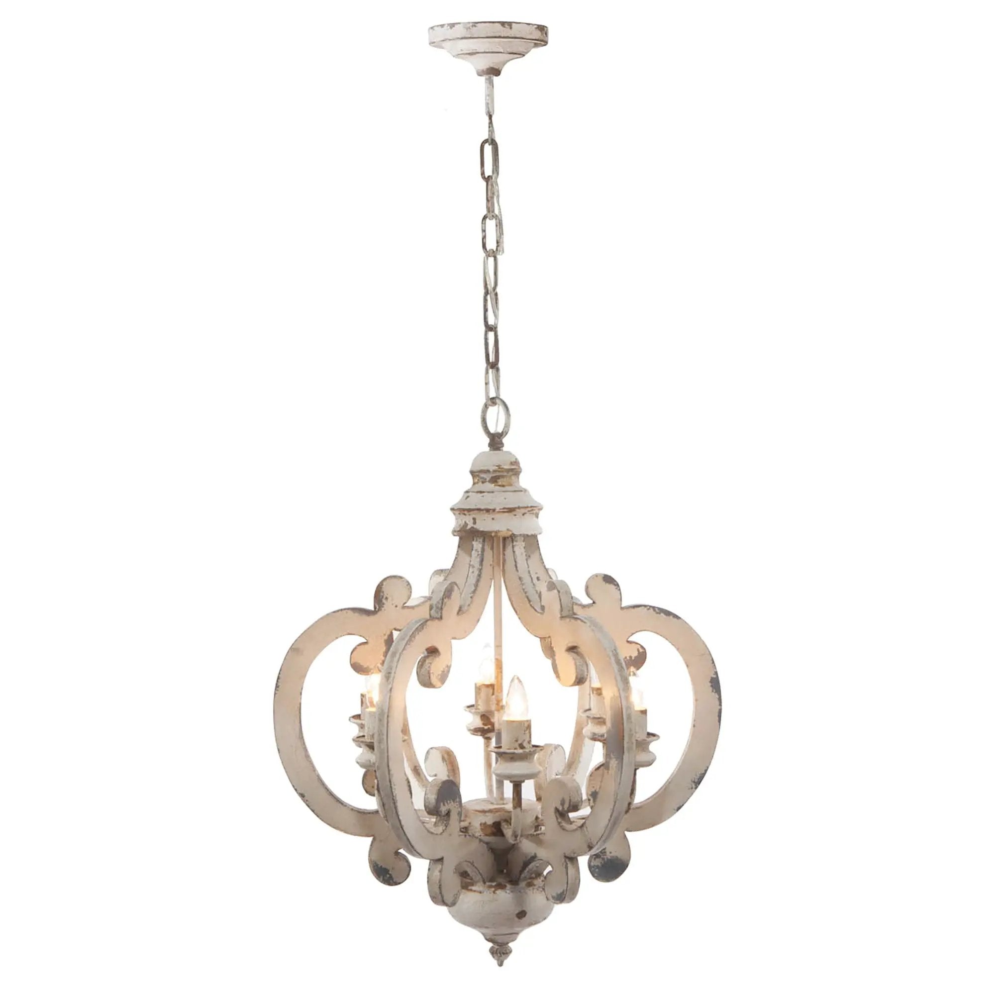 Farmhouse Chandelier, 6 Light Wood Chandelier Pendant Light Fixture With Adjustable Chain For Dining Room Living Room Entryway, Bulb Not Included by Unique Piece Furniture