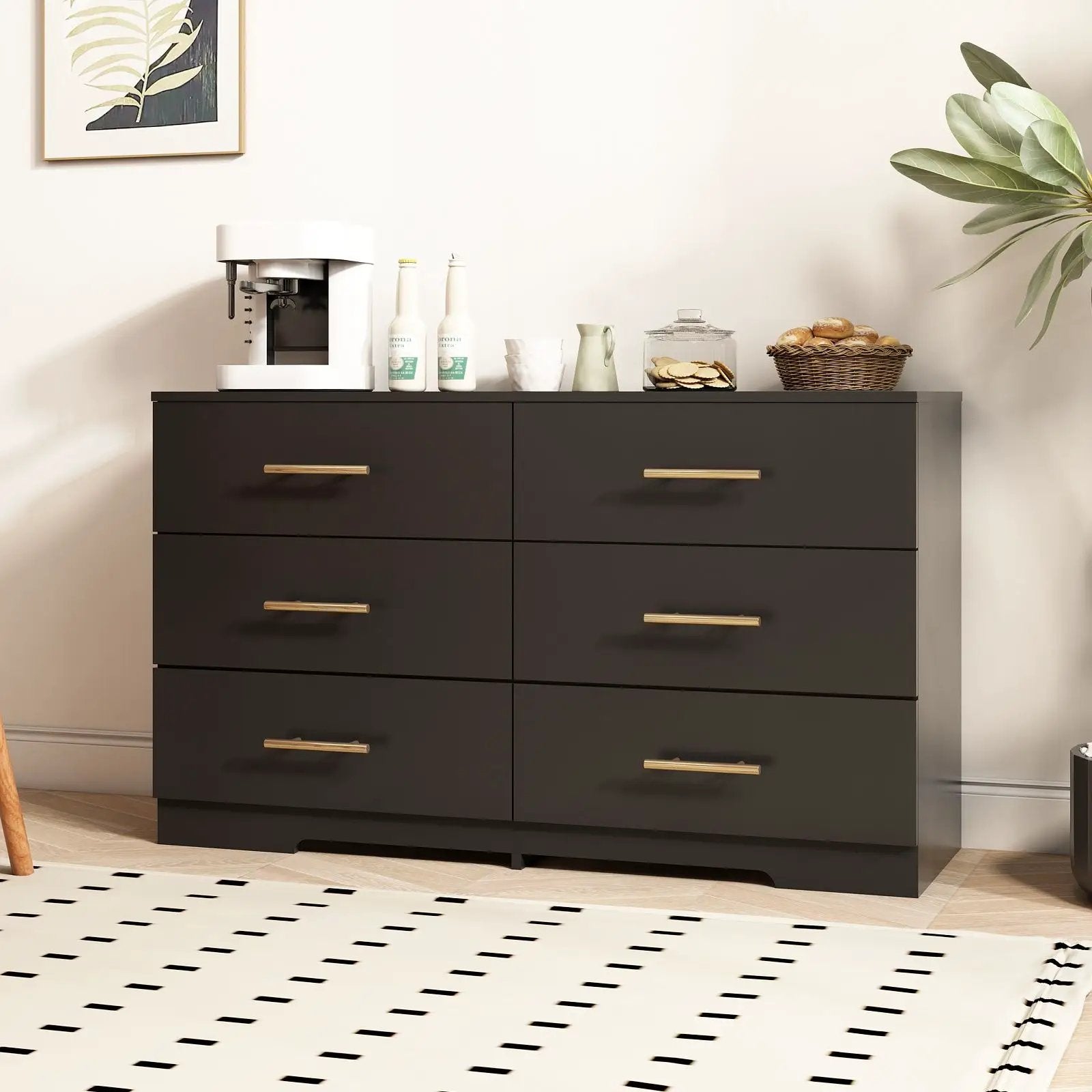 Large 6 Drawers Chest Of Drawer Dressers Table With Handle by Unique Piece Furniture