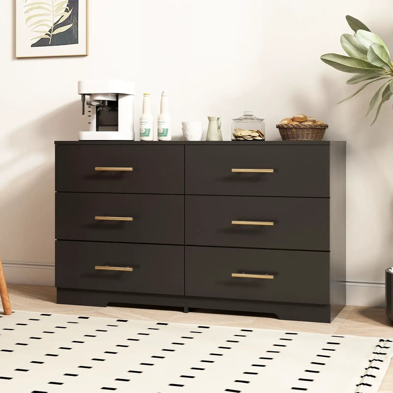 Large 6 Drawers Chest Of Drawer Dressers Table With Handle by Unique Piece Furniture