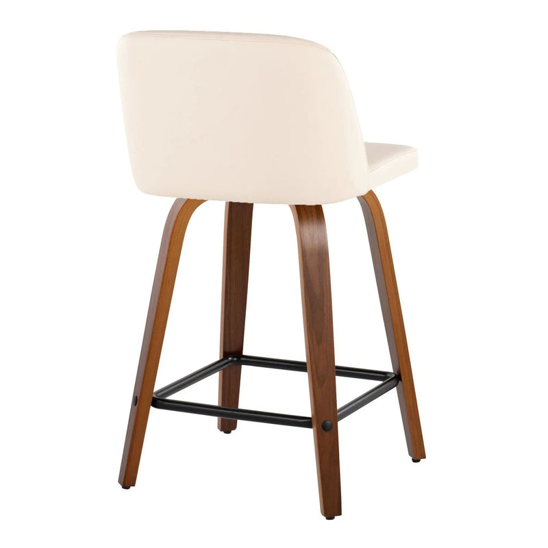 Toriano - Mid Century Modern Fixed Height Counter Stool With Swivel With Square Footrest (Set of 2) by HouseOfZazla