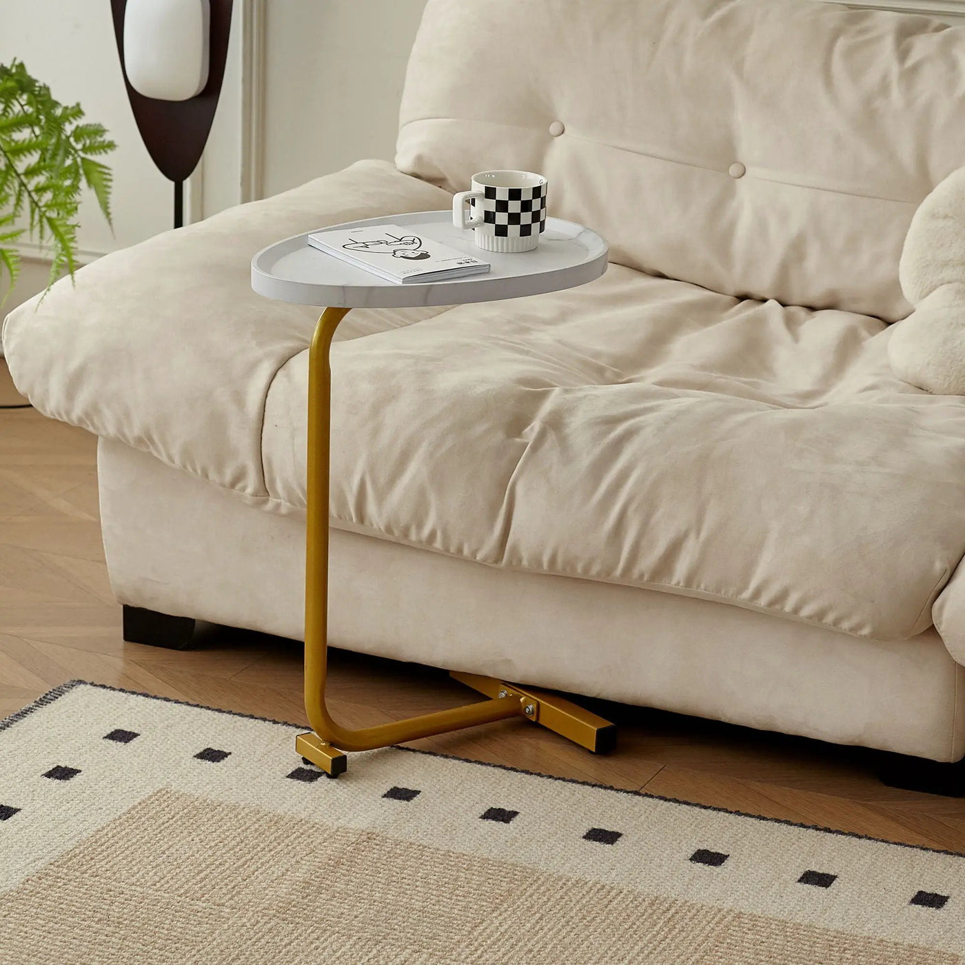 C-Shaped Side Table for Sofa and Bedroom by HouseOfZazla