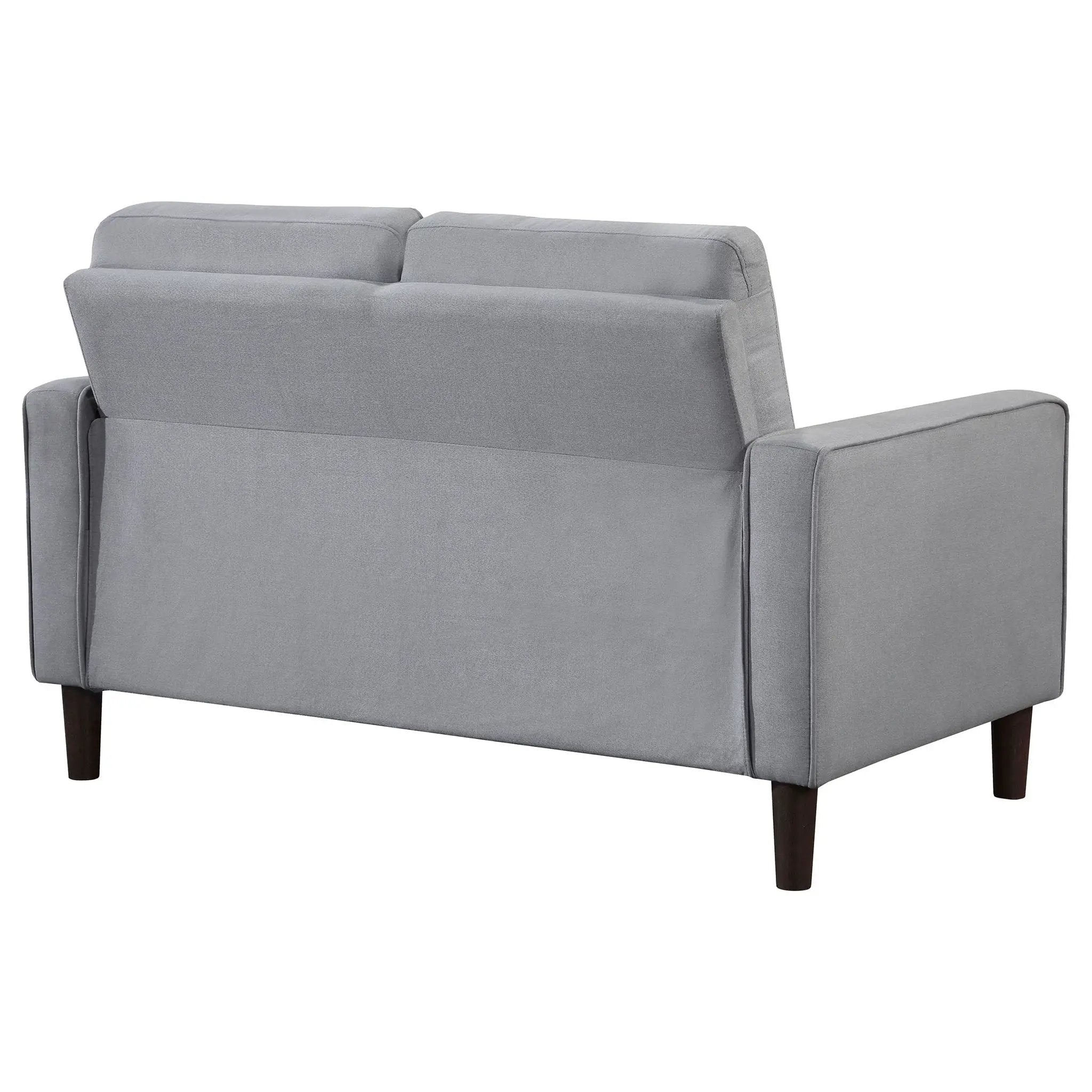Bowen Upholstered Track Arm Tufted Loveseat Grey by Unique Piece Furniture