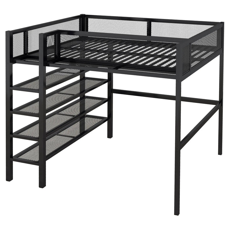 Loft Bed With 4 Tier Shelves And Storage by Unique Piece Furniture