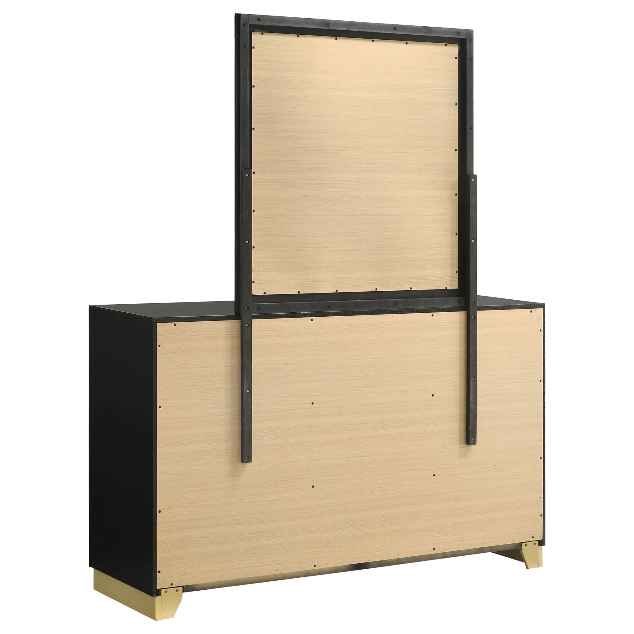 Caraway 6-drawer Dresser with Mirror Black by Unique Piece Furniture