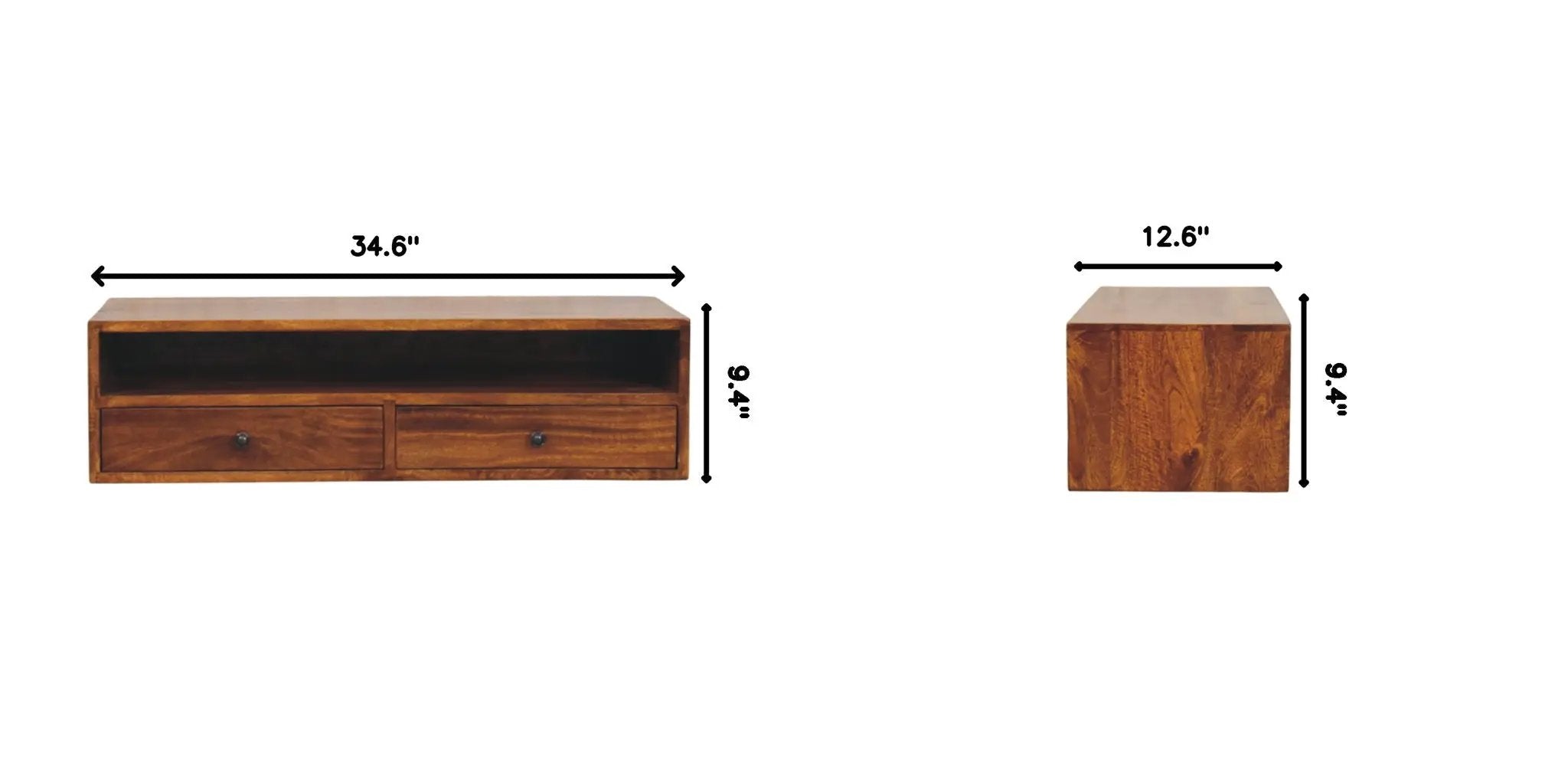 Lunar - 2 Drawer Wall Mounted Media Unit - Brown by HouseOfZazla