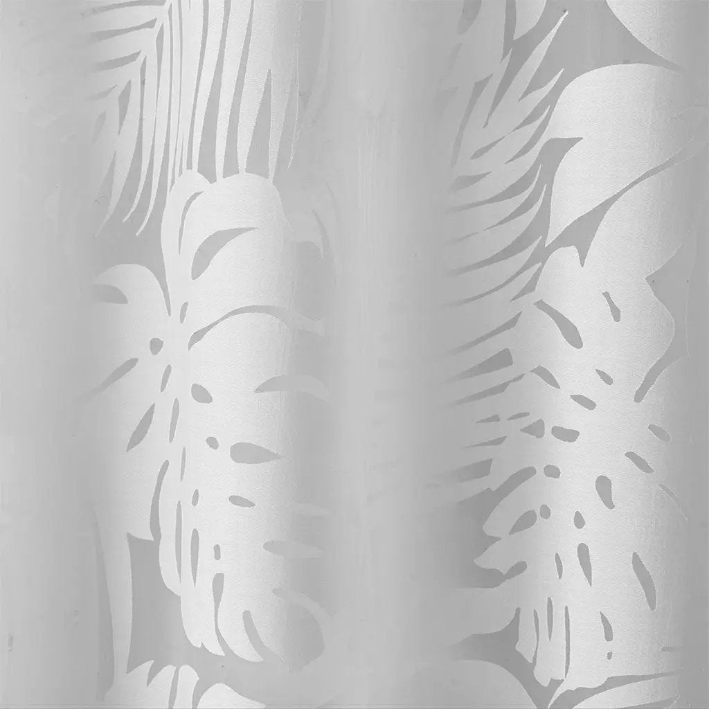 Palm Leaf Burnout Sheer Window Curtain White 50x84 by HouseOfZazla