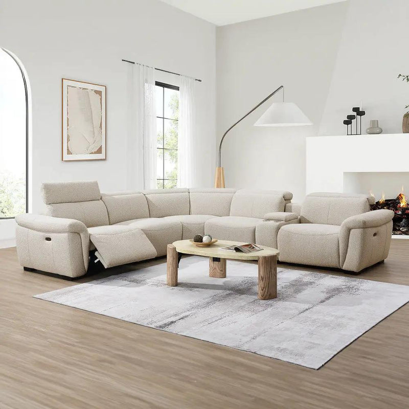 Dayana - Power Motion Sectional Sofa - Beige Boucle by Unique Piece Furniture