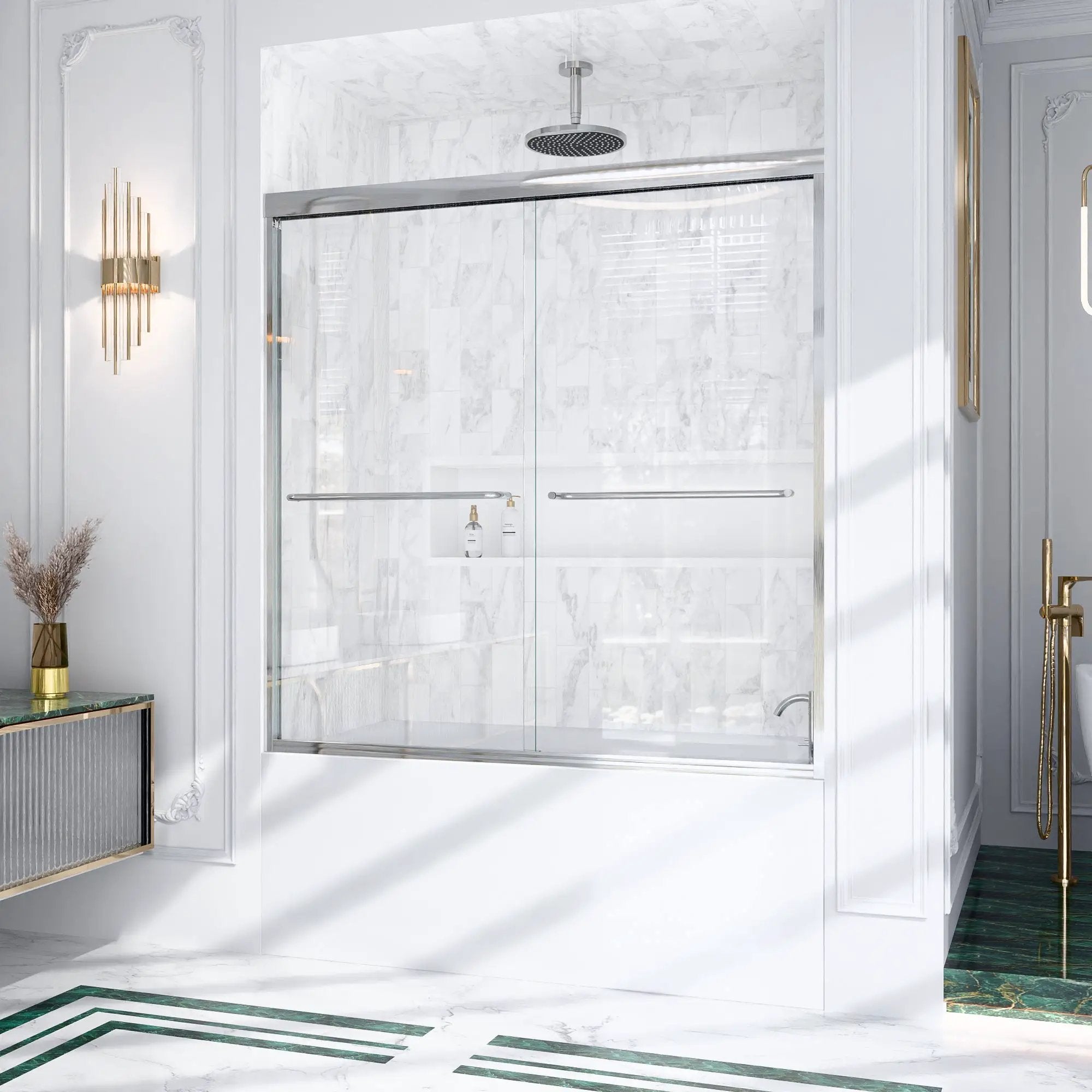 56-60"W x 60"H Semi-Frameless Double Sliding Shower Door by HouseOfZazla