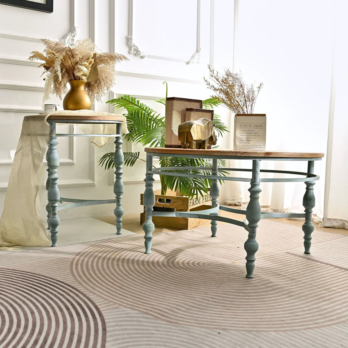 Round Top Carved Table For Living Room by HouseOfZazla