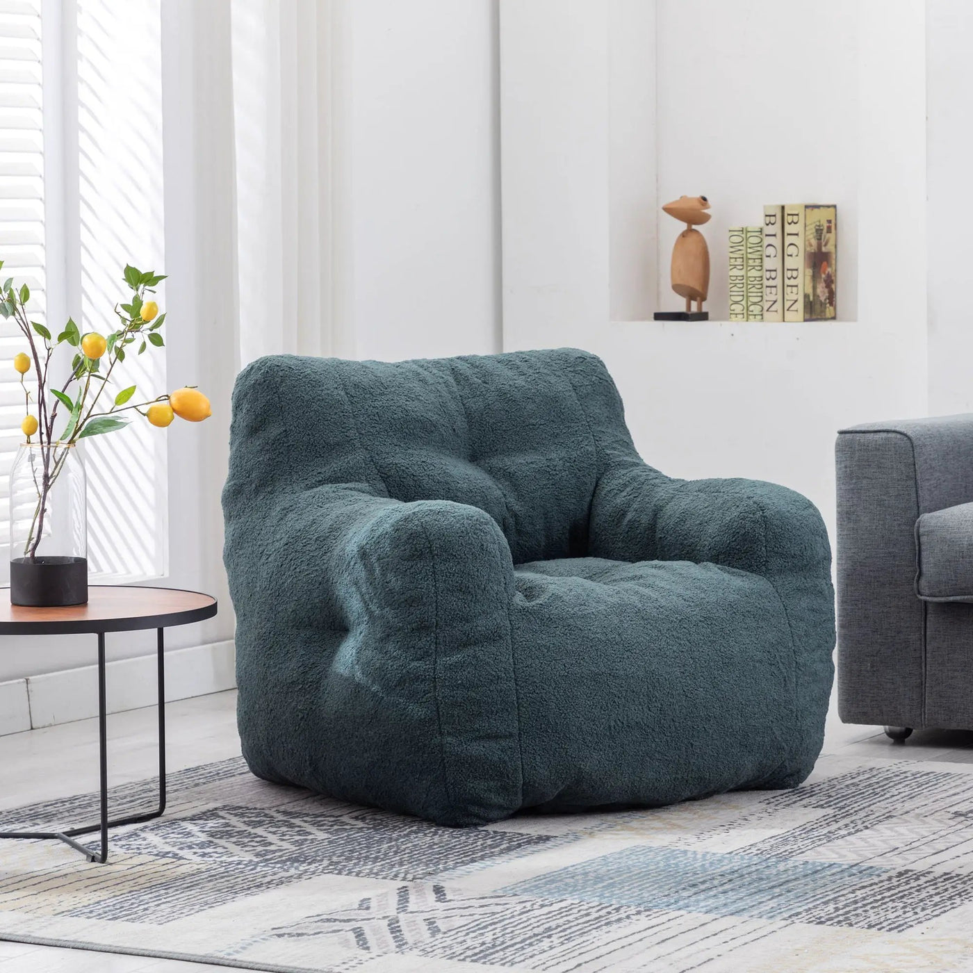 Soft Teddy Fabric Tufted Foam Bean Bag Chair With Teddy Fabric by HouseOfZazla