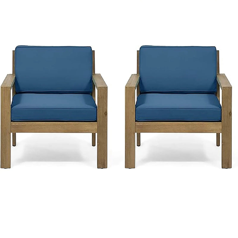 Antoine Outdoor Acacia Wood Club Chairs With Cushions (Set of 2) by HouseOfZazla
