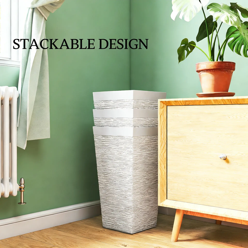 Stackable Tapered Planters, Set of 3 Outdoor Planters by HouseOfZazla