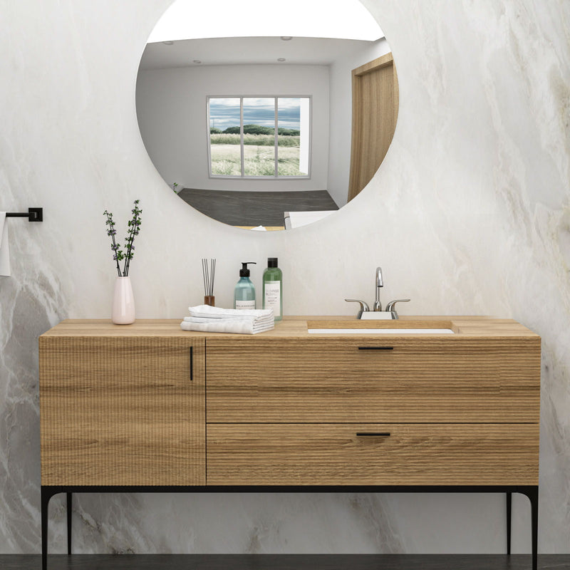 Modern Ceramic Undermount Bathroom Sink With Overflow, High Quality by HouseOfZazla