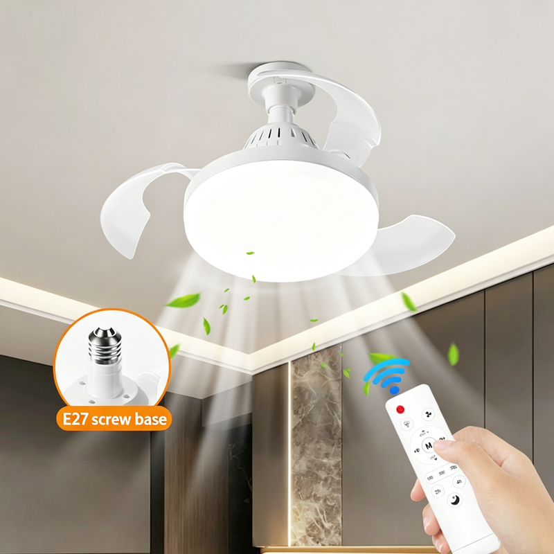 Bulb-Type Small Size Ceiling Fan With Retractable Blades by HouseOfZazla