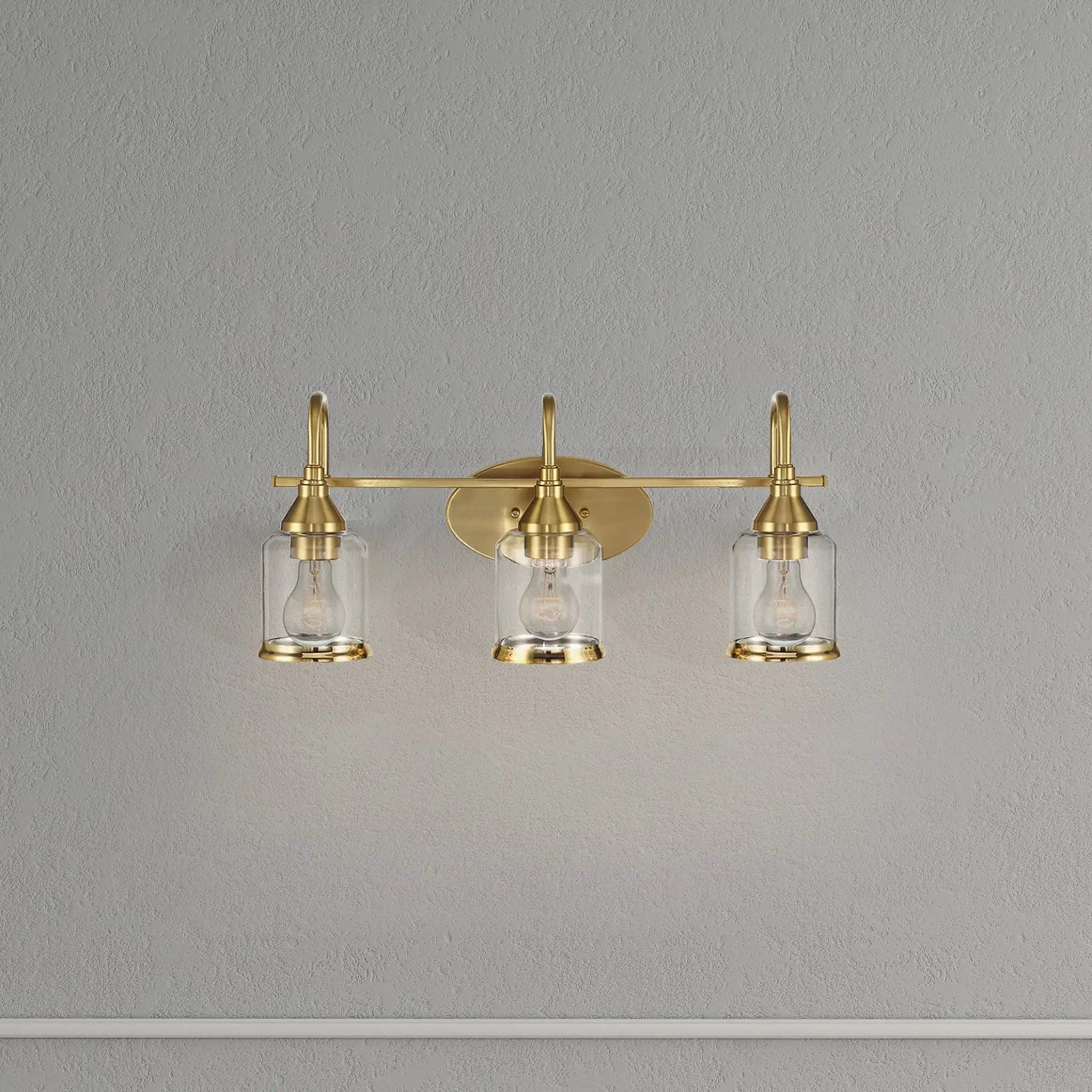 3 Lights Brush Vanity Light - Clear / Gold by Unique Piece Furniture