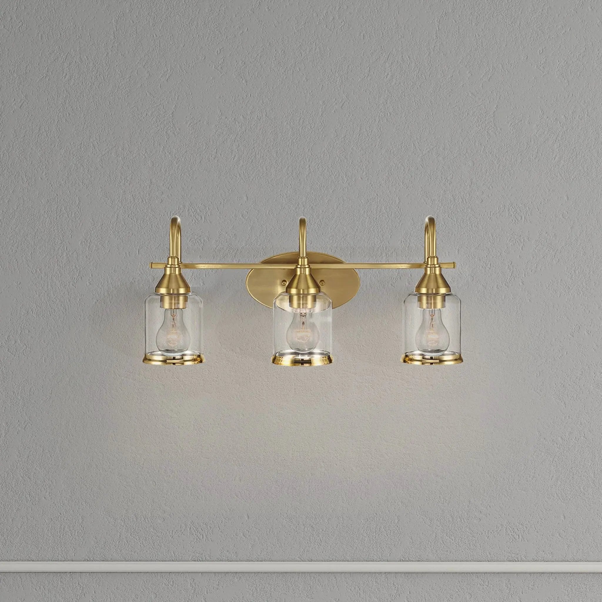 3 Lights Brush Vanity Light - Clear / Gold by HouseOfZazla