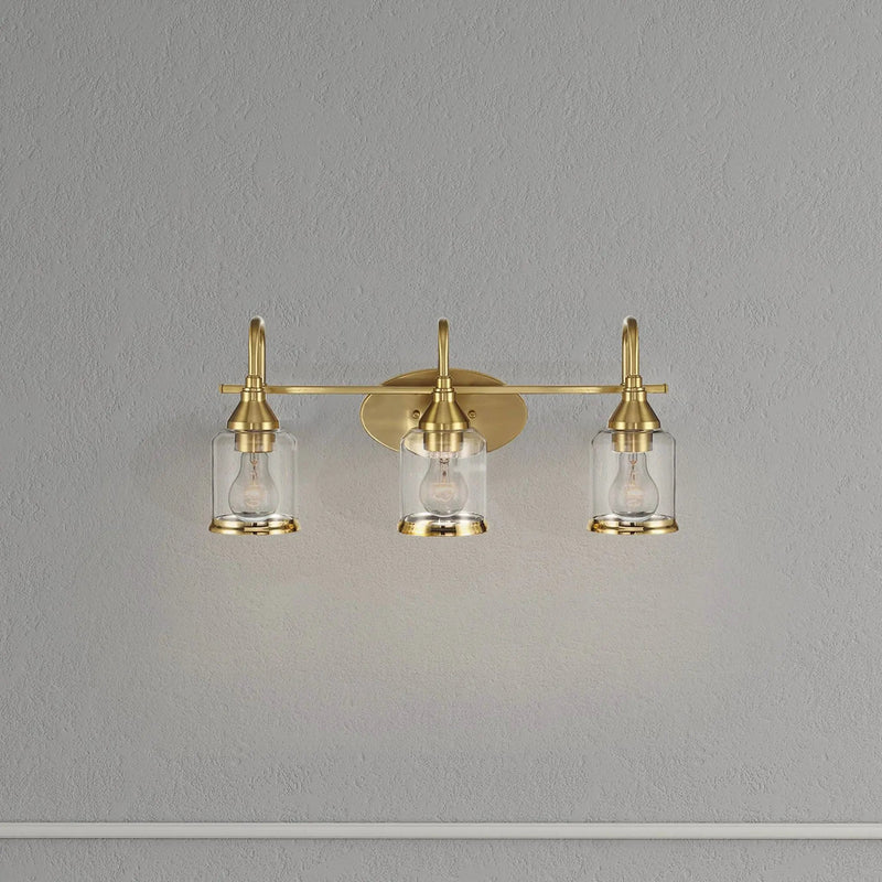 3 Lights Brush Vanity Light - Clear / Gold by HouseOfZazla