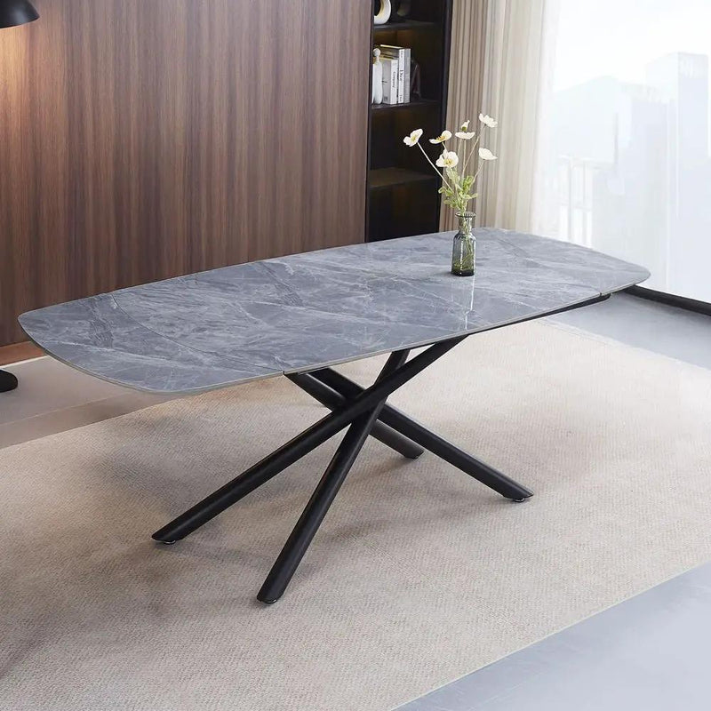 Hester - Ceramic Top Dining Table - Gray & Black by Unique Piece Furniture