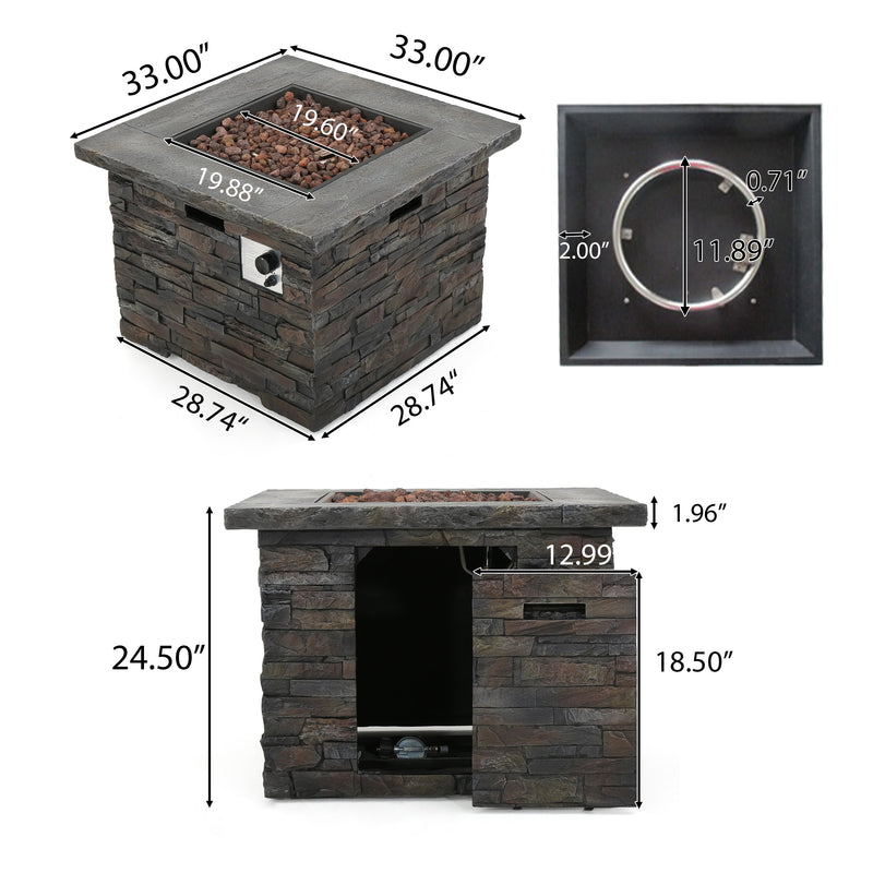 33' SQUARE MGO FIRE PIT - 40000 BTU. by HouseOfZazla