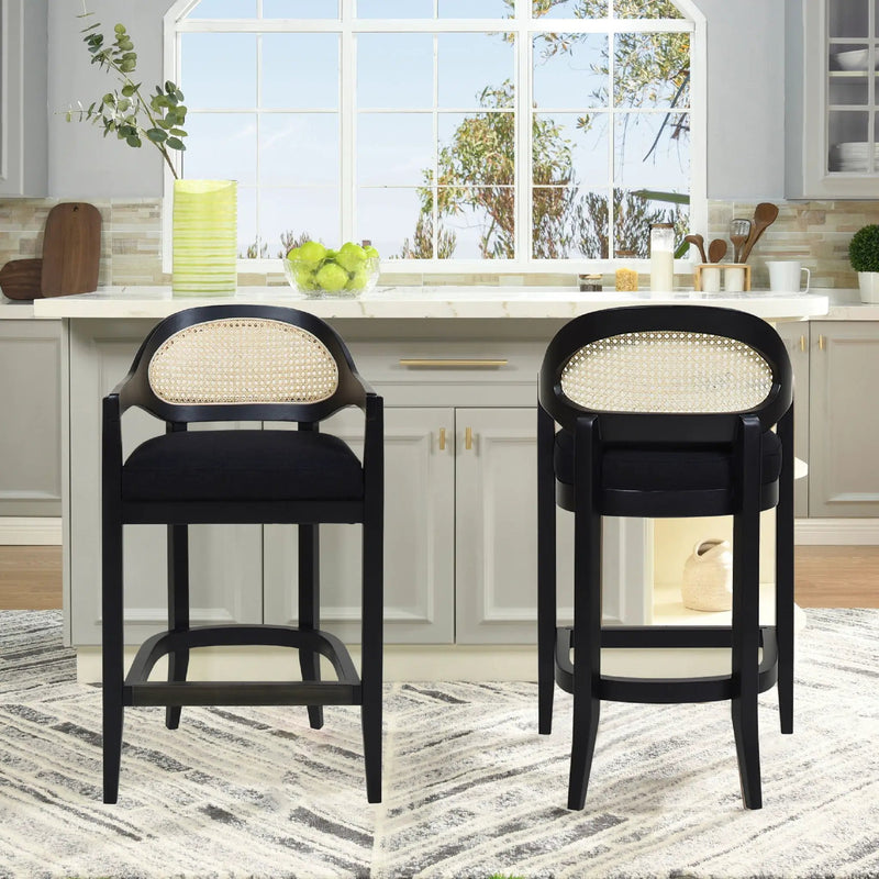 Americana - Mid-Century Modern Cane Back Counter Stool by HouseOfZazla