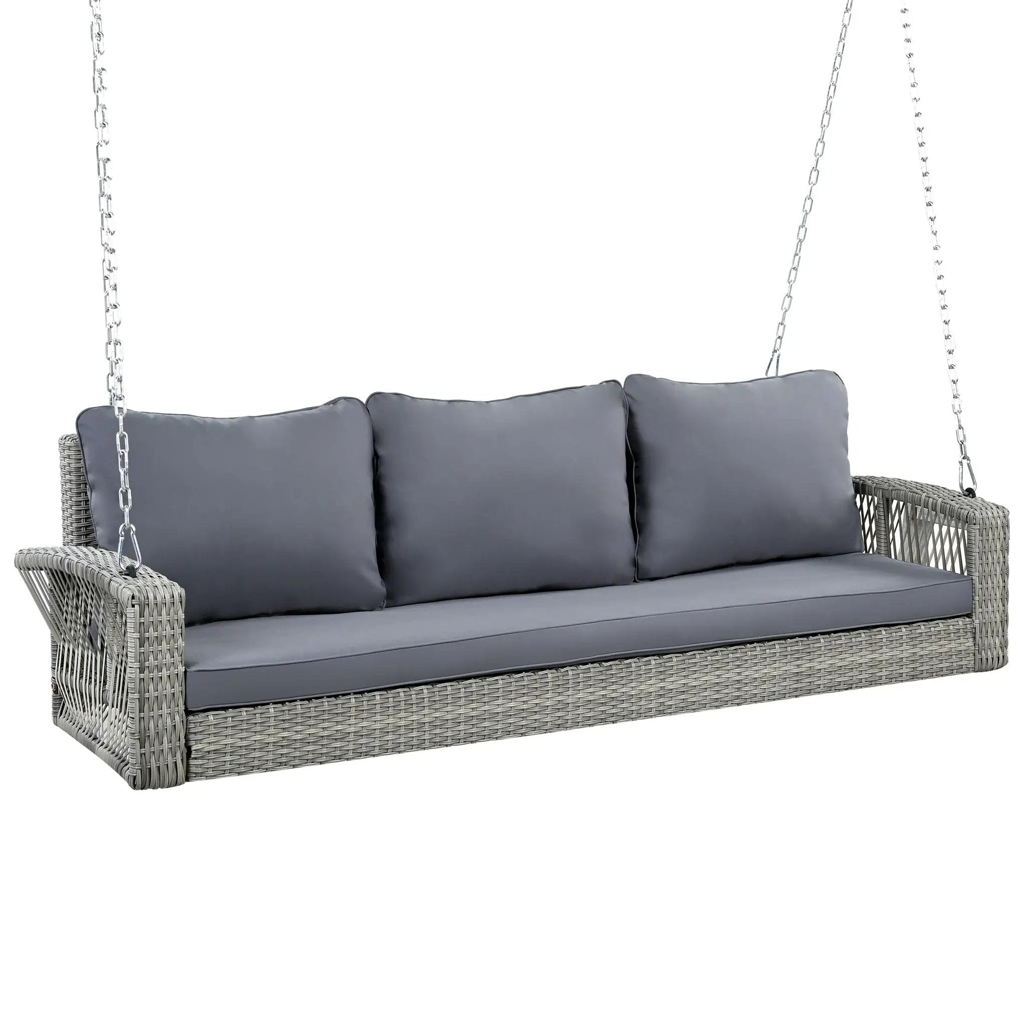 3 Person Large Patio Swing Bench With Cushions For Backyard by HouseOfZazla
