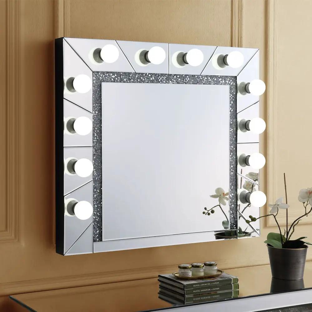 Noralie - 28" Accent Mirror - Mirrored & Faux Diamonds by Unique Piece Furniture