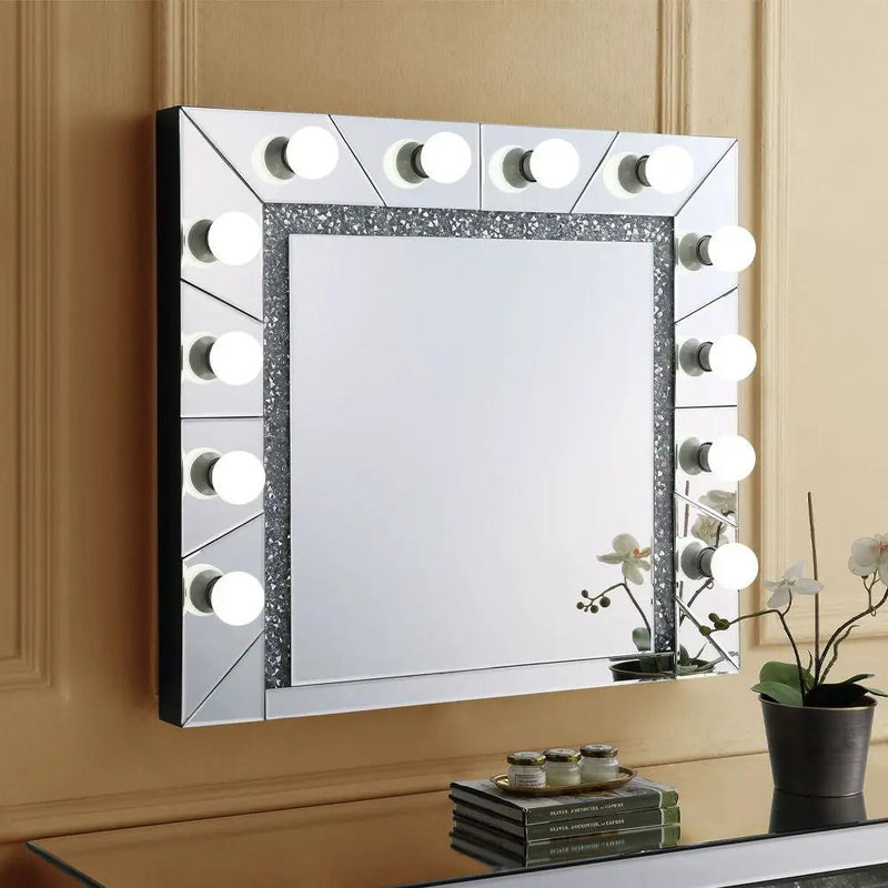 Noralie - 28" Accent Mirror - Mirrored & Faux Diamonds by Unique Piece Furniture