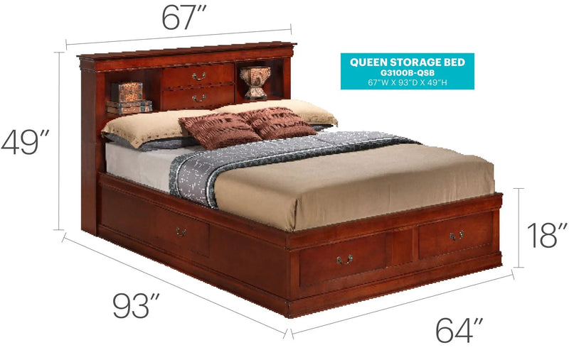 Traditional Style Bookcase Storage Bed by Unique Piece Furniture