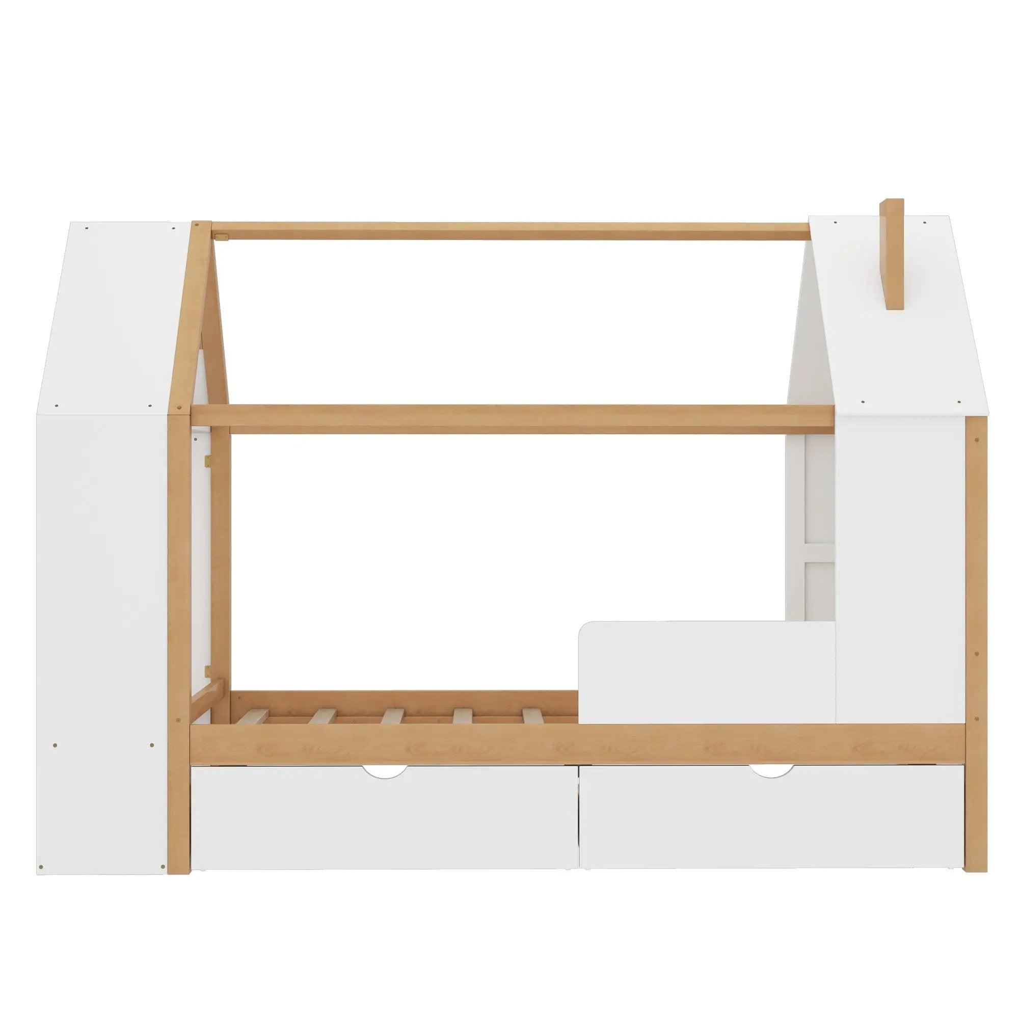 Twin Size House Platform Bed with Drawers, Solid Wood House Bed with Shelves by HouseOfZazla